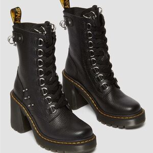 Dr. Martens Black Lace Up Boots with Chunky Heel